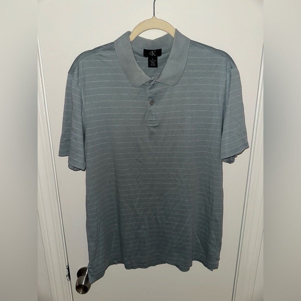 CALVIN KLEIN Men's Polo Shirt in Light Gray/Green